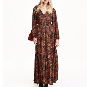 H&M Long Sleeve Maxi Dress Bohemian Boho